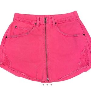 Neon pink zipper distressed LF CARMAR mini skirt